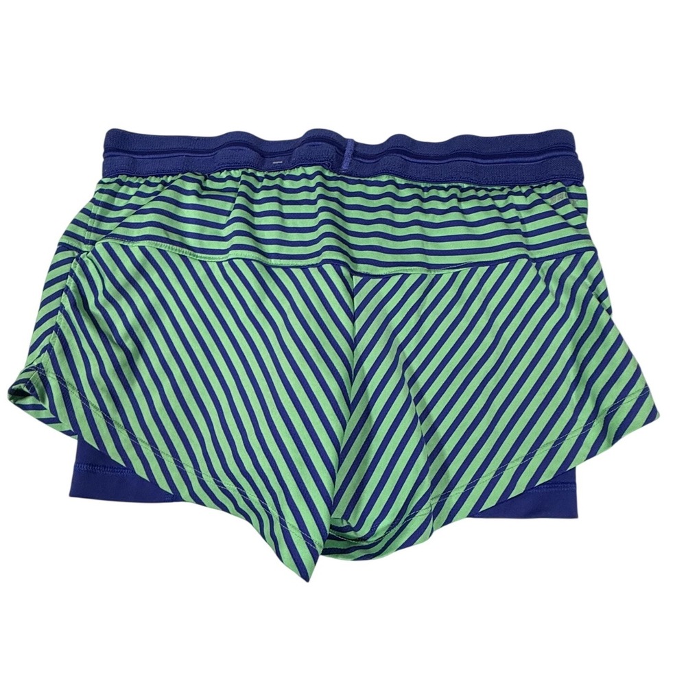 Nike Dri-FIT 2-in-1 Running Shorts Womens Medium Blue Green Striped 522660-488 - Picture 3 of 8